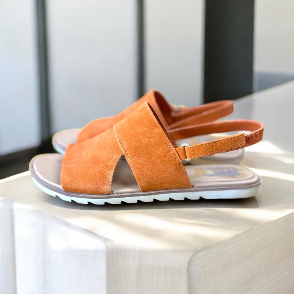 Sorel‎ NWB Size 7.5 the Ella 2 Orange suede slingback Sandals NWB - Picture 2 of 7